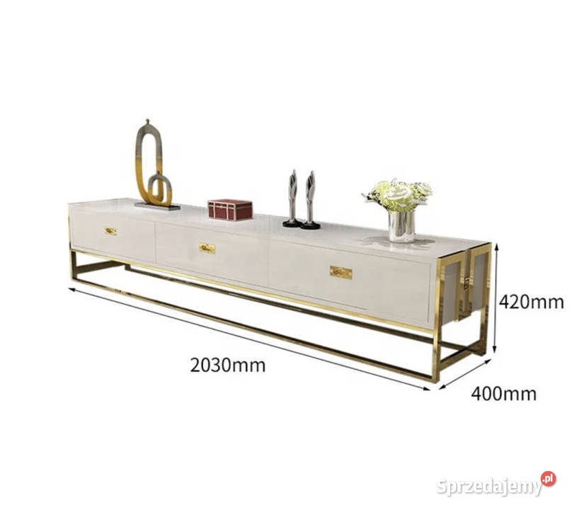 Szafka rtv złota nowojorska Exclusive White Golkowice