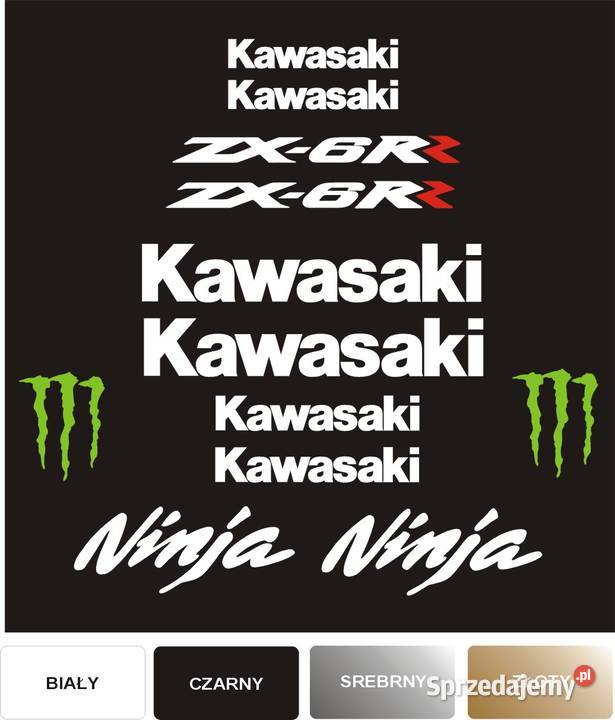 KAWASAKI NINJA ZX6R BIAŁE NAKLEJKI MOTOCYKL WZÓR