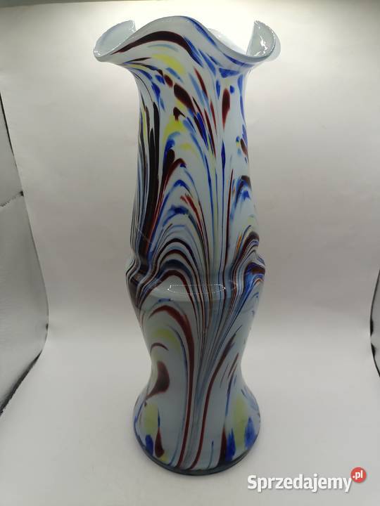 Szklany wazon duży kolorowy barwiony w masie Zamość