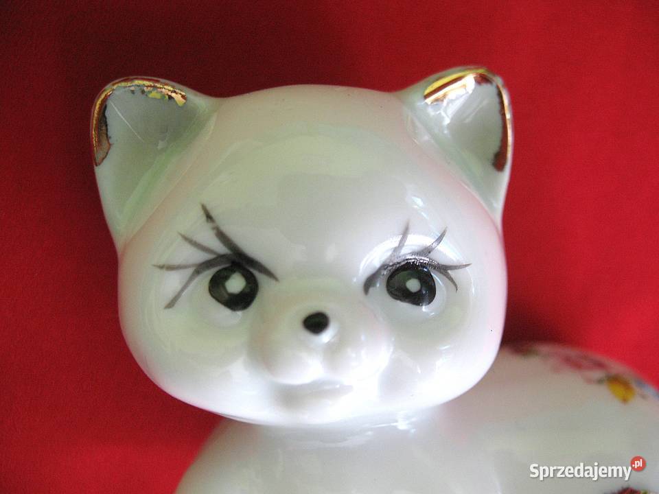 Kot biały mały kotek porcelana 5 x 7 x 4 biały mazowieckie Siedlce