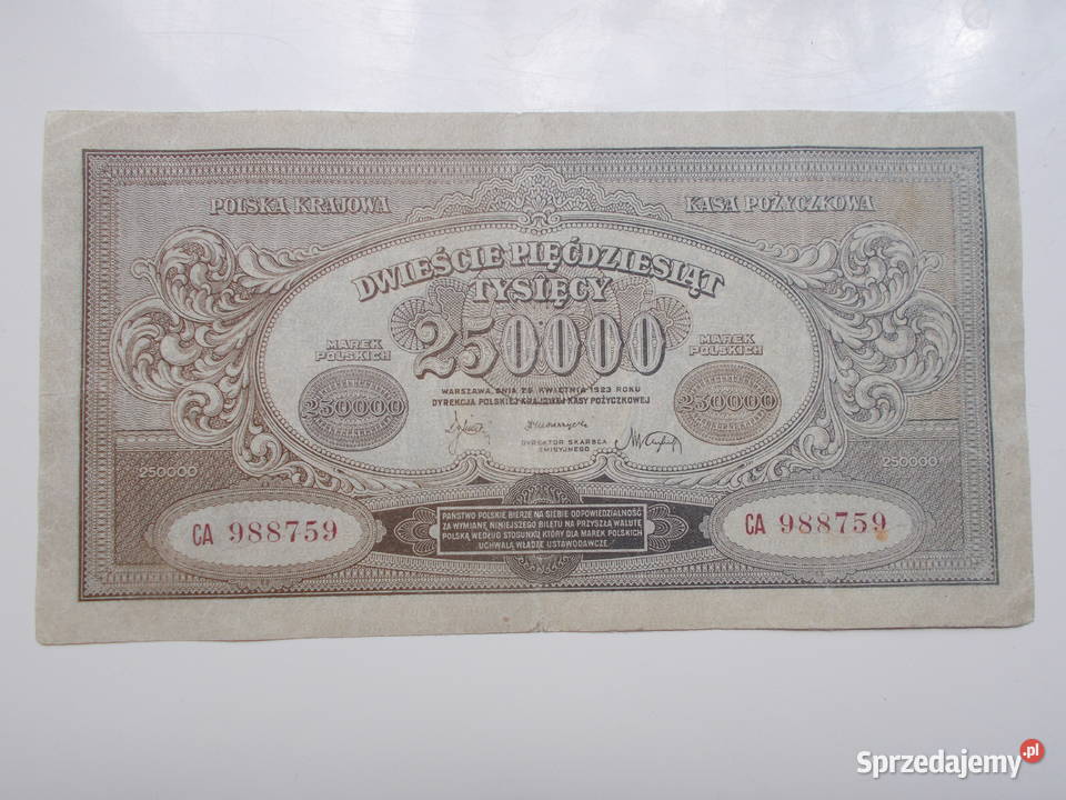 250 000 marek z 1923 roku likwidacja kolekcji