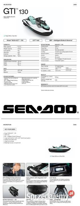 Skuter wodny Seadoo GTI Standard 130 bright Nowy Sącz