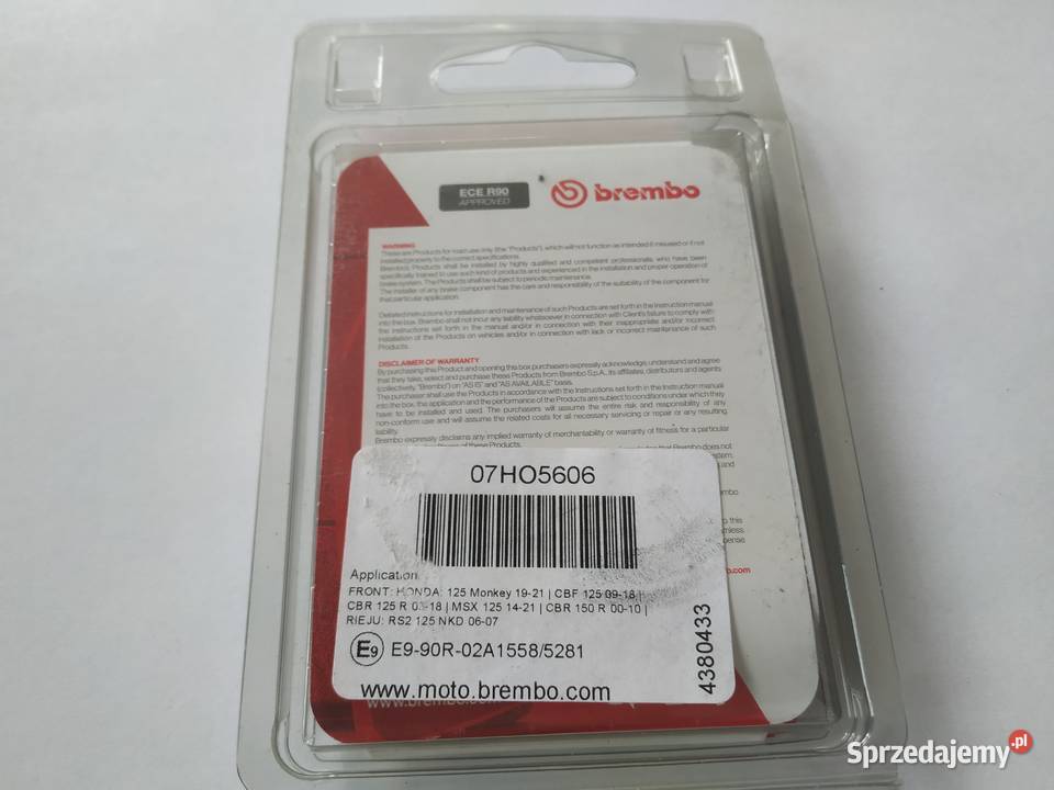 KLOCKI HAMULCOWE BREMBO 07HO5606 CBF 125 CBR 125 Zabrze sprzedam