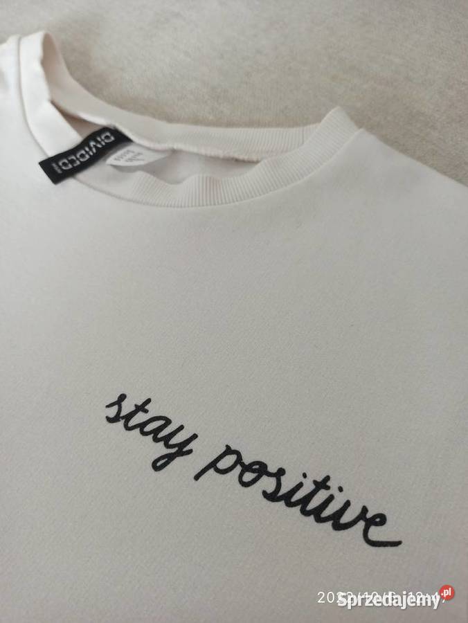 Bluza w kolorze ecru z napisem stay positive Bez wzoru lubelskie Radzyń Podlaski