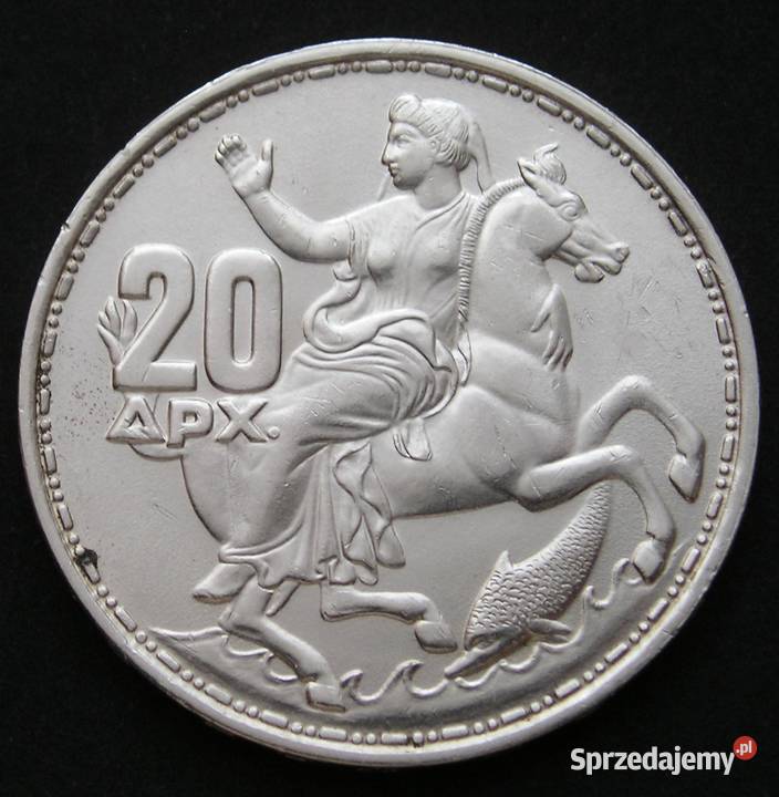 GRECJA 20 DRACHM 1960 KRÓL PAWEŁ DELFIN SREBRO Łódź
