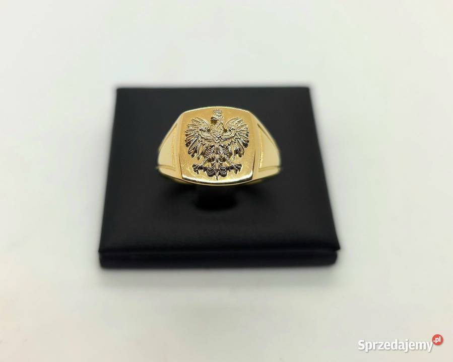 Nowy złoty sygnet z orłem próby 585 610g Rozmiar Sygnety Elbląg