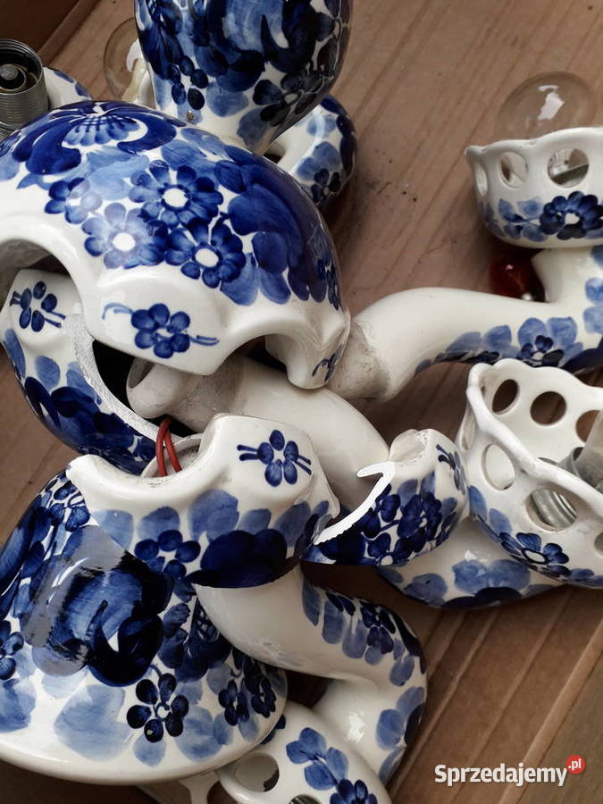 Żyrandol ceramiczny vintage rustico sygnowany 12 Warszawa