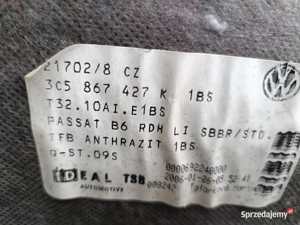 Passat B6 boczki bagażnika sedan komplet Oświęcim