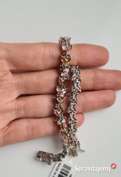 Srebra bransoletka z turmalinami kolorowymi srebro Bransoletki Otwock