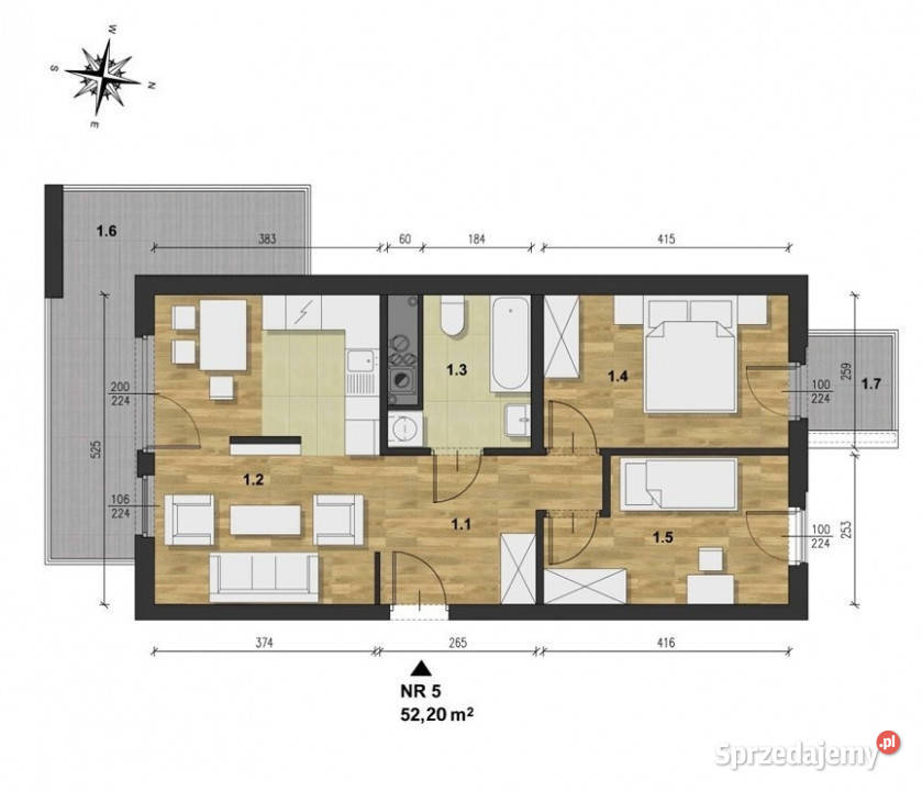 Nowoczesne 3 pokoje 522 m 2 balkony 15 m Widok Nieruchomości