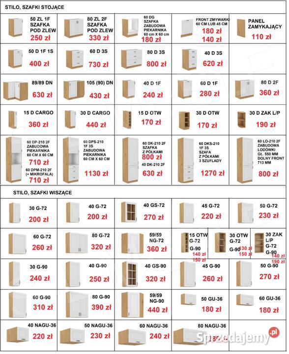 Szafki kuchenne STILO MDF BIAŁY DĄB ARTISAN warmińsko-mazurskie Olsztyn