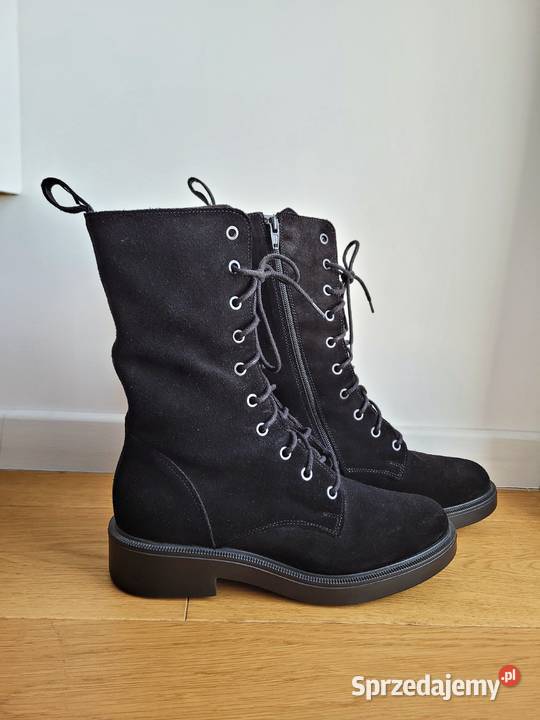 Czarne welurowe trzewiki botki małopolskie Liszki