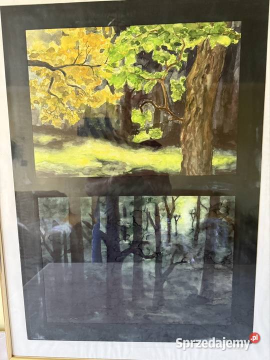 Duży Unikatowy Obraz Pejzaż Leśny Malowany śląskie Czerwionka-Leszczyny