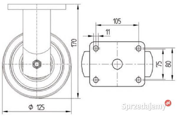 Koło skrętne widły i płytka ze stali spawanej Kamionna