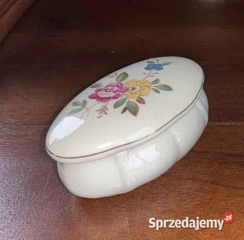 Puzderko Biała porcelana Z kwiatami