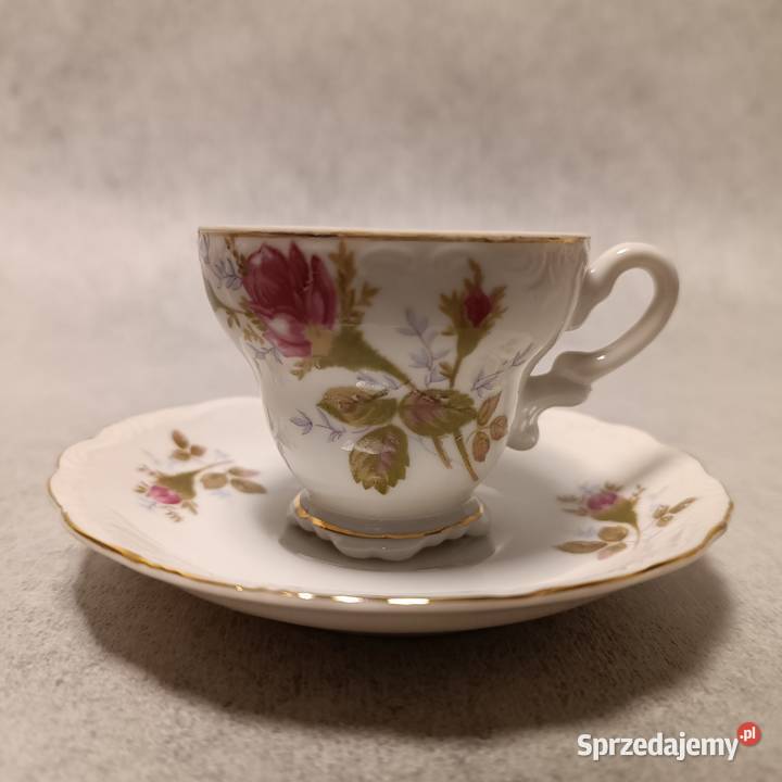 IMPORT Filiżanka Różany Duet Biała Porcelana Dobrzany