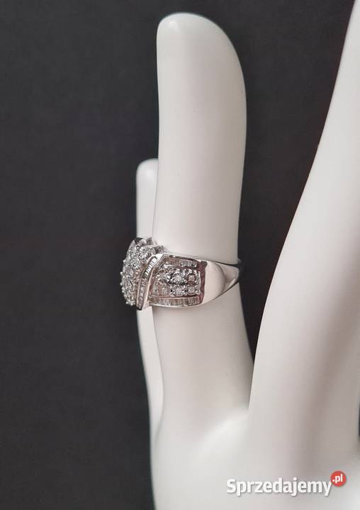 Pierścionek srebro rodowane 925 diamenty Otwock sprzedam