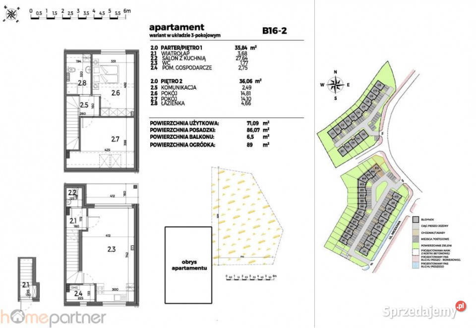 Mieszkanie 7109m2 3 pokoje Iwiny