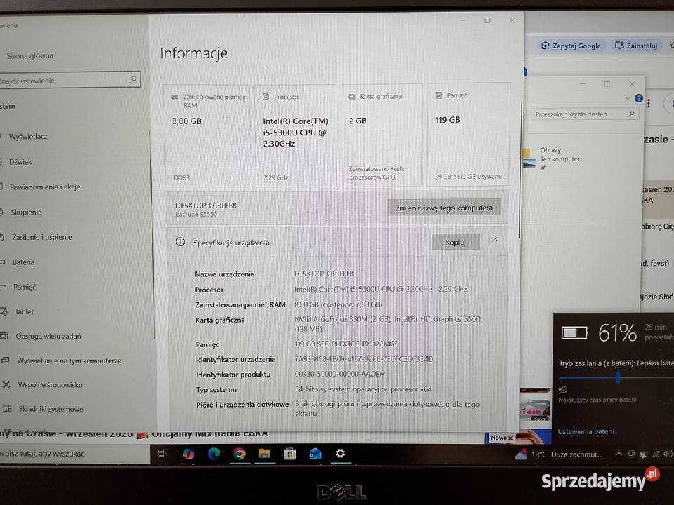 Laptop DELL Latitude E5550 SSD FULL HD Intel Core i5 Rymanów