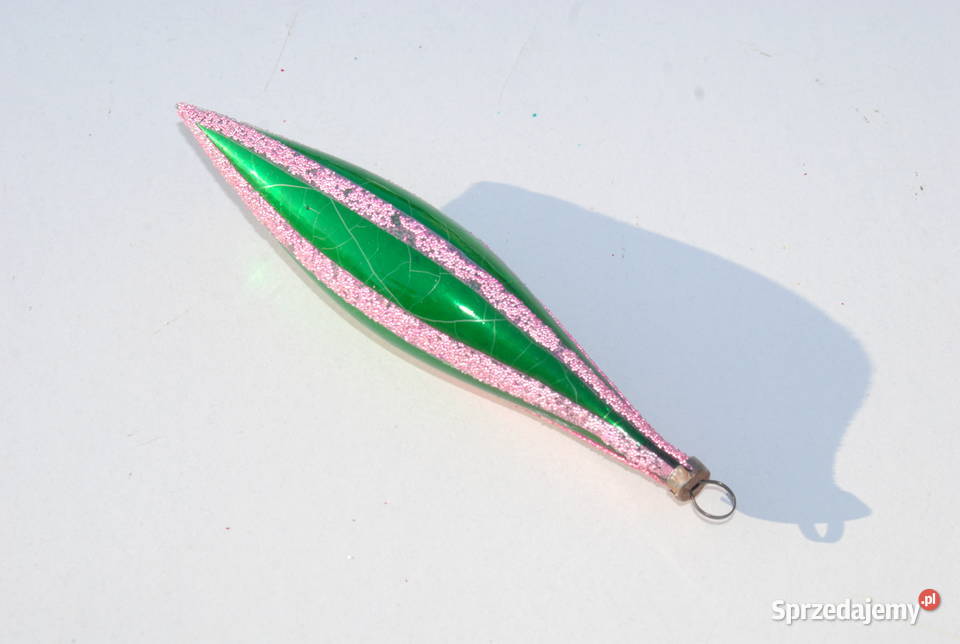 Stara ozdoba choinkowa bombka sopel zielono Cieszyn