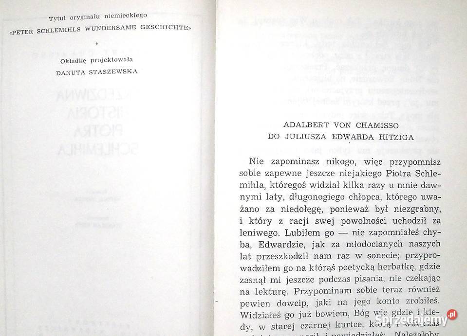 L Przedziwna historia Piotra Schlemihla Chamisso Warszawa