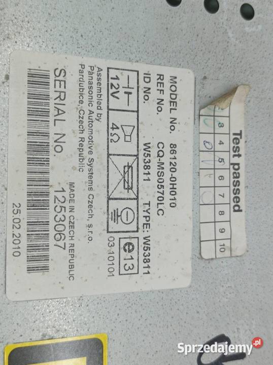 RADIO 861200H010 Citroen C1 I 2005 Rok produkcji 2007