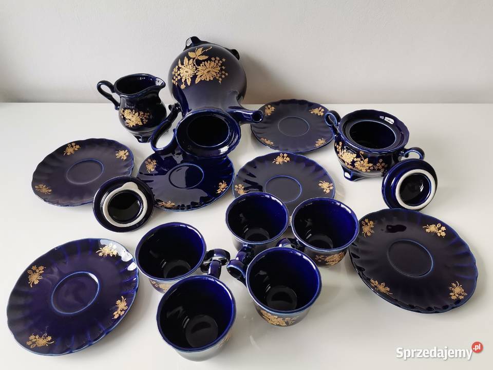 Stary niebieski kobaltowy serwis kawowy porcelit śląskie Katowice sprzedam