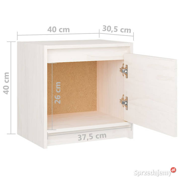 Szafki nocne 2 białe 40x305x40 lite drewno Nocne