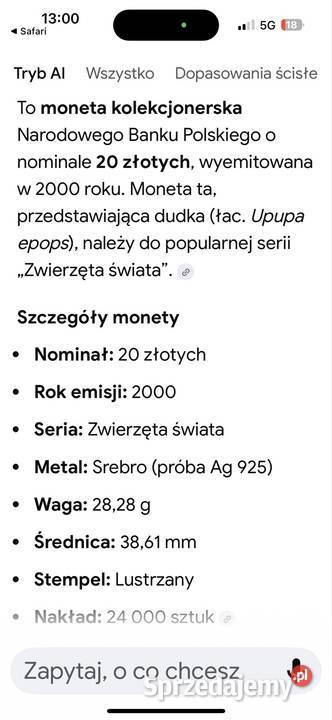 Moneta kolekcjonerska Dudek Jawiszowice