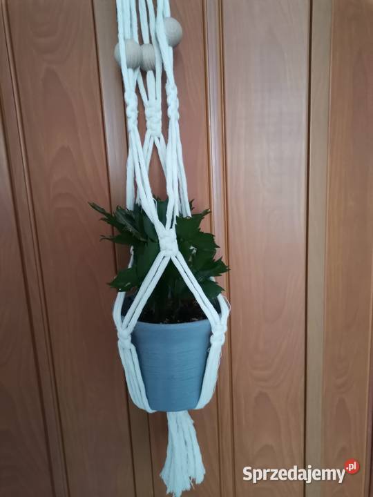 wiszący kwietnik makrama biały Białystok