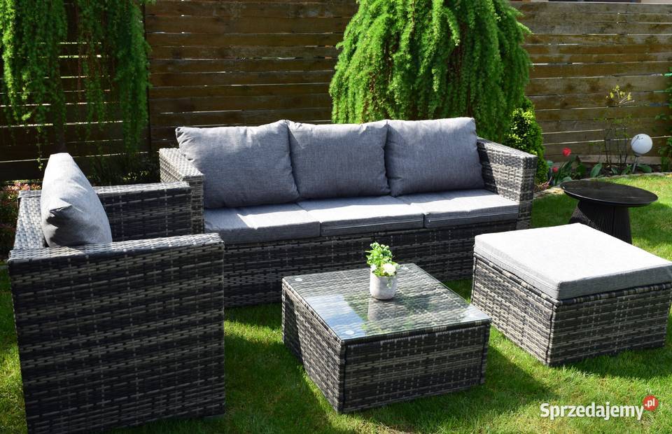 Zestaw mebli ogrodowych szary technorattan sofa Bełchatów sprzedam