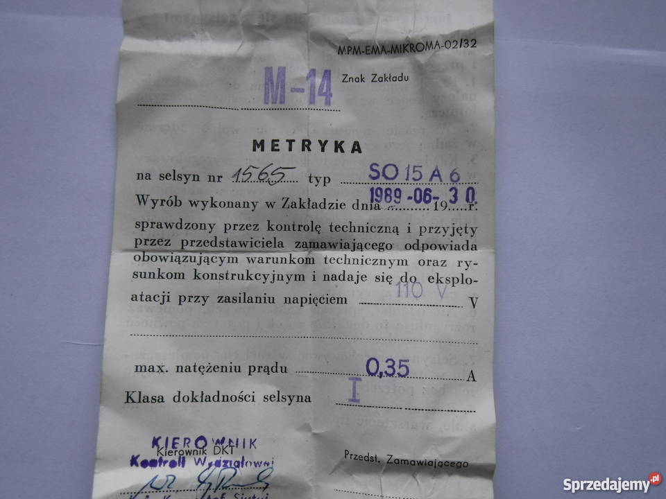 SO15A6 Mikroma selsyn 110V 50Hz 035A selsin Nowe Części i akcesoria Szydłowiec
