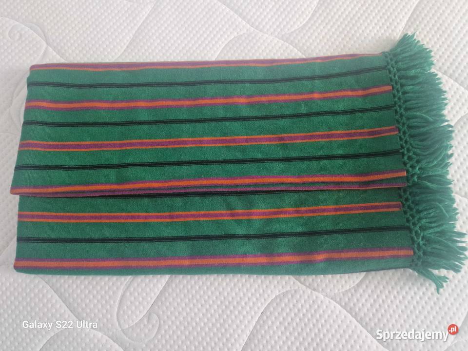 Kilim wełniany narzuta z frędzlami Rękodzieło Skierniewice