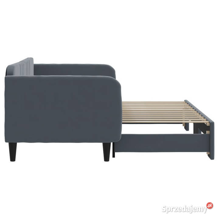 Sofa rozsuwana ciemnoszara aksamit 90x200 Meble Warszawa