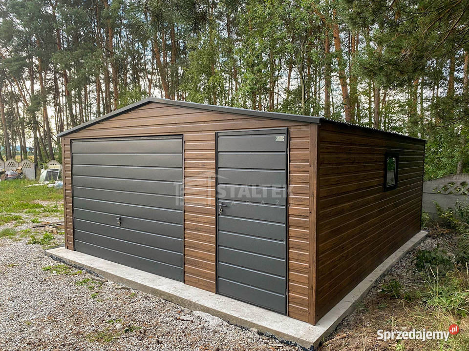 Garaż blaszany 5x6m brama drzwi okno