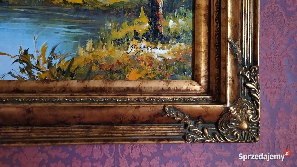 Obraz olejny na płótnie Pejzaż góry piękna rama Bolesławiec