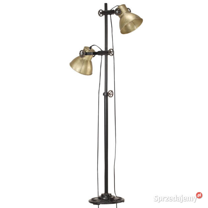 Lampa podłogowa z 2 kloszami mosiądz E27 żeliwo Dom i Ogród Warszawa
