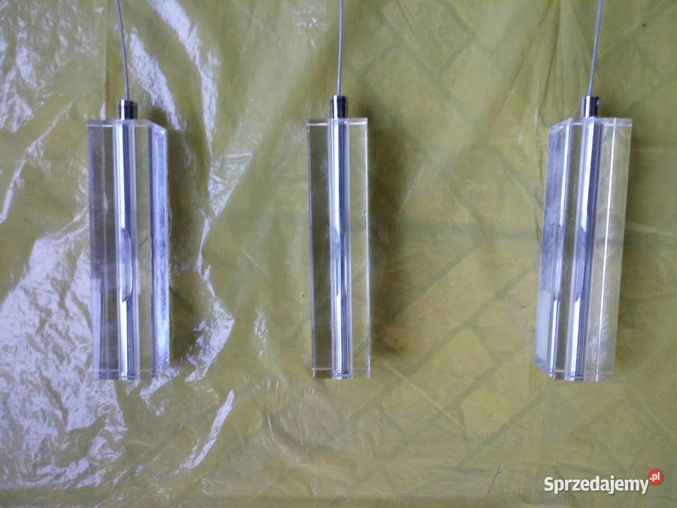 Lampa sufitowa z 3 kryształowymi kloszami przezroczysty małopolskie Olkusz