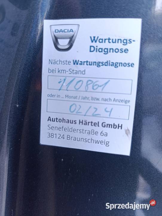 Dacia Lodgy 16 benzyna 2013r udok przebieg nieuszkodzony Lgota-Mokrzesz