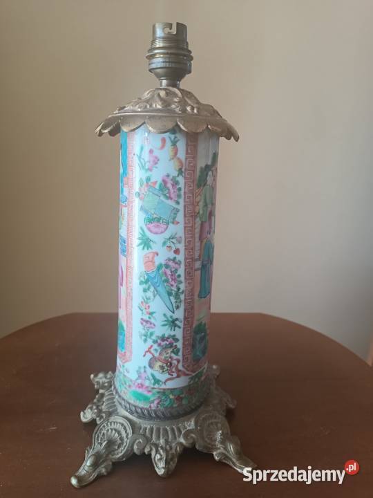 Lampa noga porcelana brąz Chiny Budzyń