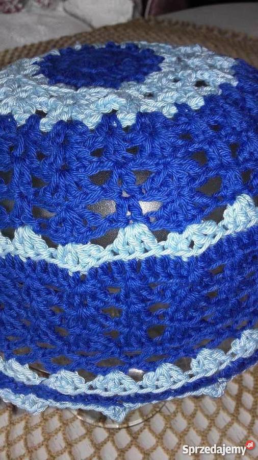 AŻUROWA CZAPECZKA Z BAWEŁNY AUTORSKIE RĘKODZIEŁO Dla kobiet Piła