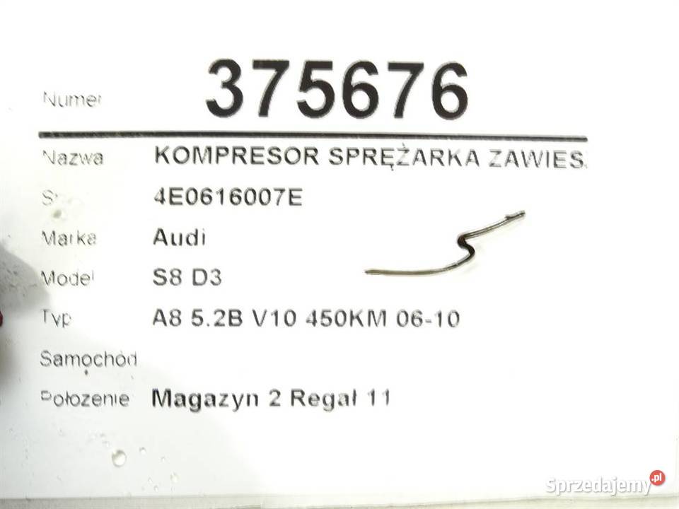 KOMPRESOR SPRĘŻARKA ZAWIESZENIA S8D3 52B V10