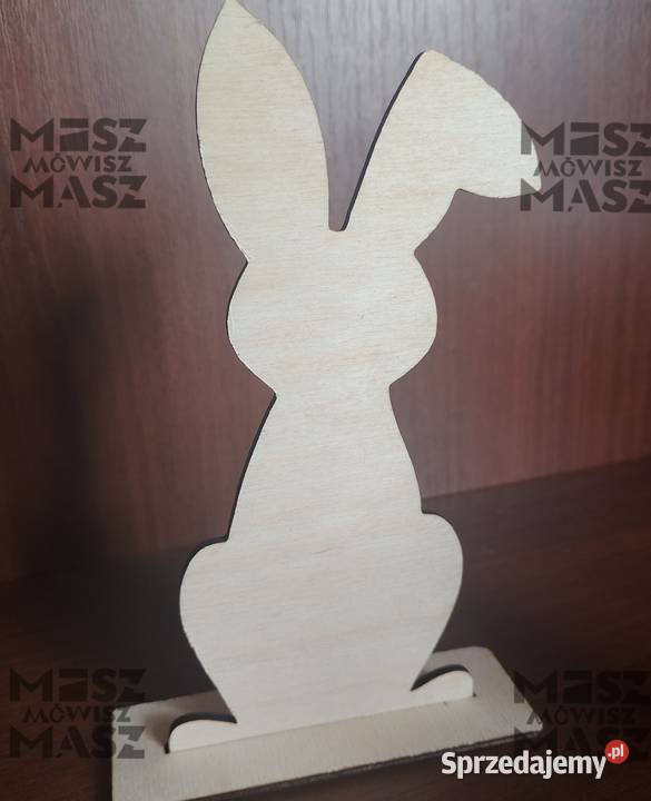 Zając wielkanocny na podstawce drewniany 16 20 Dom i Ogród