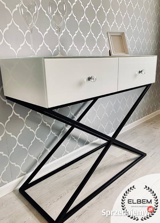 Biała szklana konsola Glamour