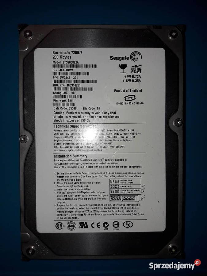 Dysk PATA Seagate 200GB ST3200822A 3,5” Warszawa