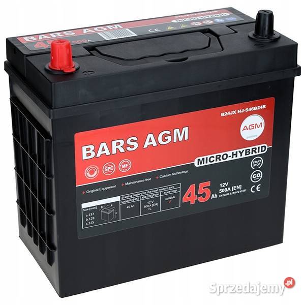 Akumulator Bars HYBRID AGM LINE 12V 45Ah 500A L osobowe Akumulatory dolnośląskie