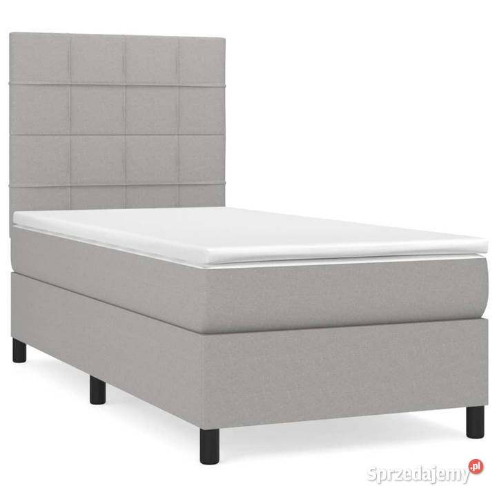 Łóżko kontynentalne z materacem jasnoszare 80cm sprzedam