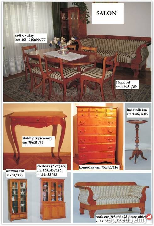 Meble stylowe styl Biedermeier Windsor komplet 0cm Warszawa