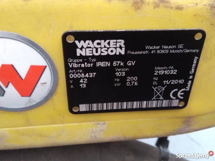 Buława wibrator do betonu Wacker Neuson 42V fvat Pozostałe Lubartów
