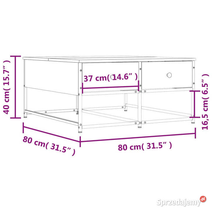 Stolik kawowy brązowy dąb 80x80x40 WM835358 mazowieckie